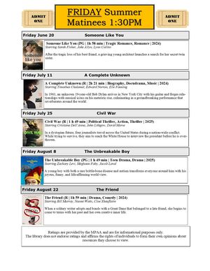 Friday Movie Matinee